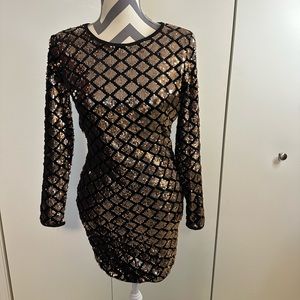 Rose gold and black Sequence party dress